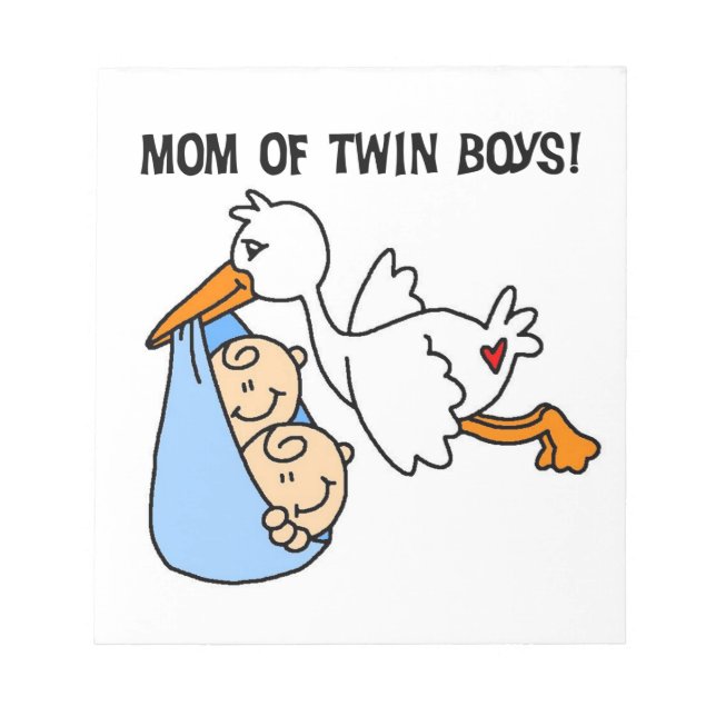 Twin Boys Mama Stork Geschenke Notizblock (Vorderseite)