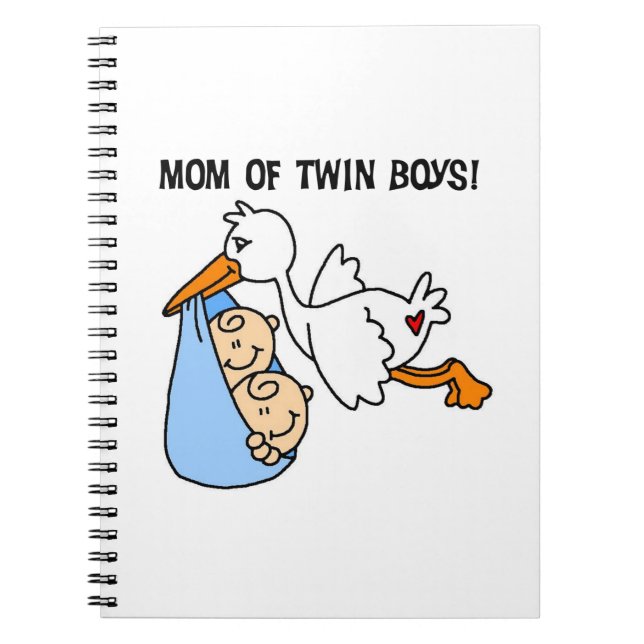 Twin Boys Mama Stork Geschenke Notizblock (Vorderseite)
