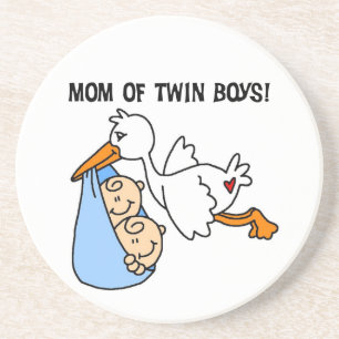 Twin Boys Mama Stork Geschenke Sandstein Untersetzer