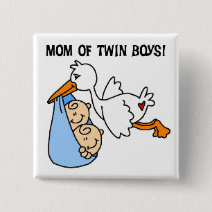 Twin Boys Mama-Stork Tshirts und Geschenke Button