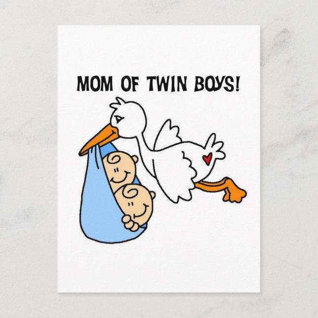 Twin Boys Mama-Stork Tshirts und Geschenke Postkarte (Vorderseite)