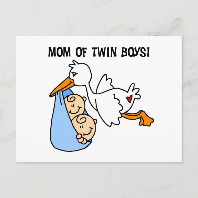 Twin Boys Mama-Stork Tshirts und Geschenke Postkarte (Vorderseite)