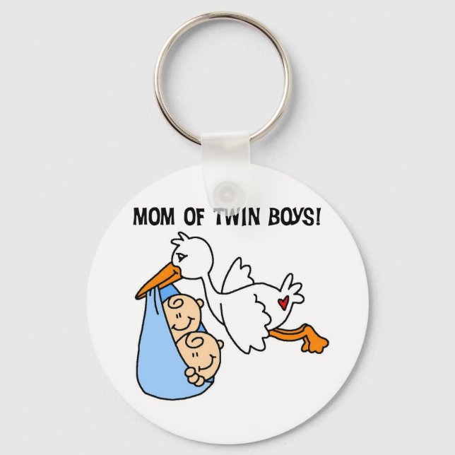 Twin Boys Mama-Stork Tshirts und Geschenke Schlüsselanhänger (Vorderseite)