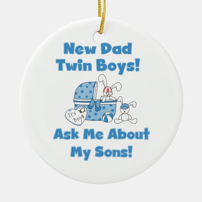 Twin Boys New Dad Geschenke Keramik Ornament (Vorne)