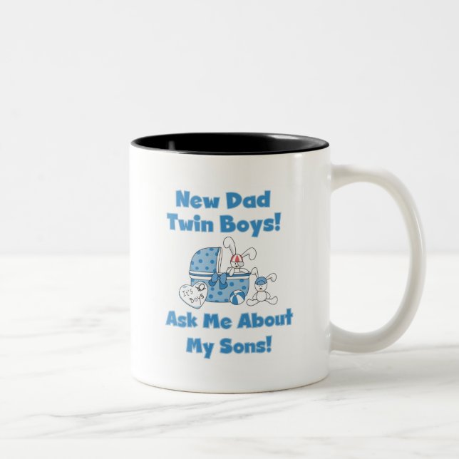 Twin Boys-New Dad Tshirts und Geschenke Zweifarbige Tasse (Rechts)