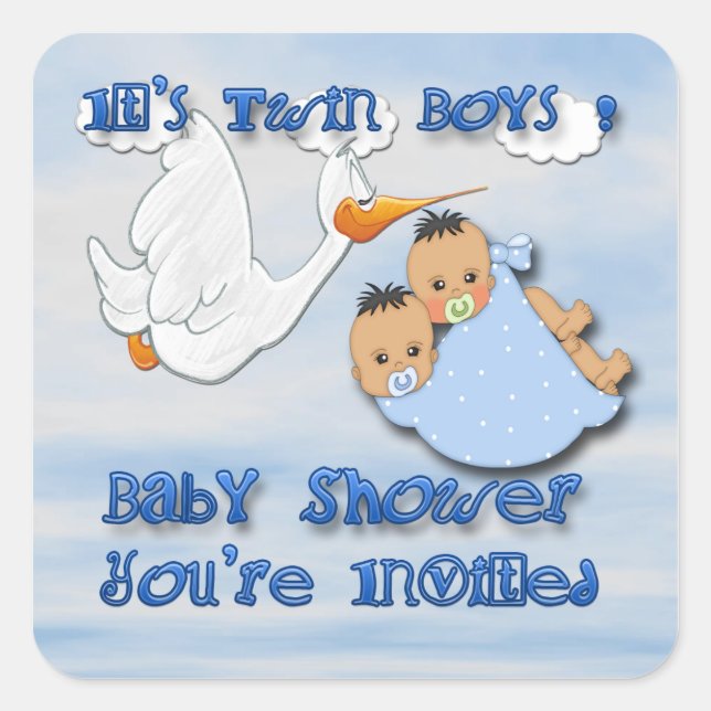 Twin Boys - Stork Baby Shooter Umschlag Aufkleber (Vorderseite)