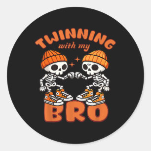 Twin Boys Twinning Halloween Beste Freundschaft Ma Runder Aufkleber