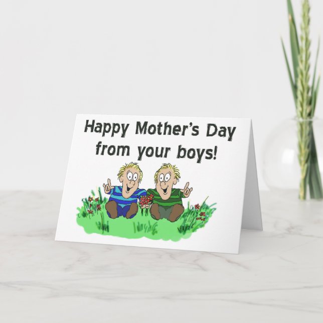 Twin Boys Twins Happy Mother Day Paper Card Karte (Vorderseite)