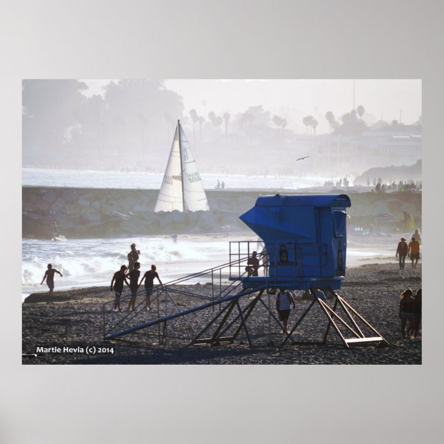Twin Bridges Lifeguard House & Sailboat II Poster (Vorne)