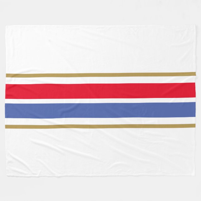 Twin Bright Red White Medium Blue Racing Streifen Fleecedecke (Vorderseite (Horizontal))