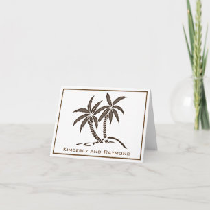 Twin Brown Tropical Palm Trees Personalisiert Dankeskarte
