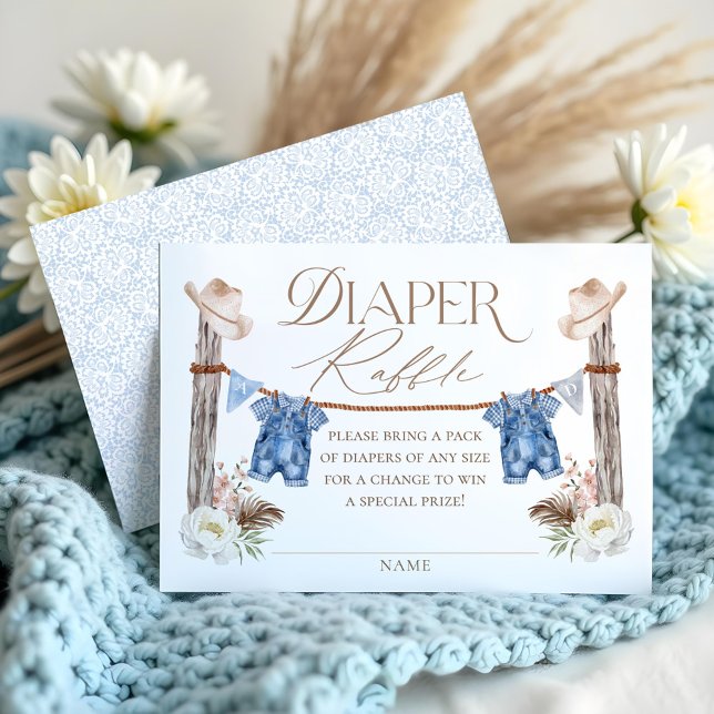 Twin Buckaroos Cowboys Blue Western Diaper Raffle Begleitkarte (Twin Buckaroos Cowboys Blue Western Diaper Raffle Enclosure Card)