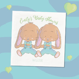 Twin Bunnies Babydusche Weißbuch Napkin Serviette
