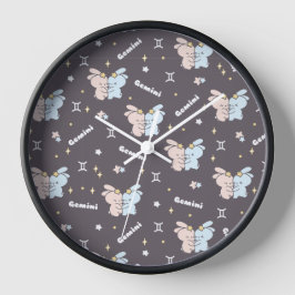 Twin Bunnies Embrace - Gemini Zodiac Constellation Uhr