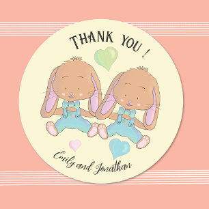 Twin Bunnies Spring Danke, dass du gelbe Sticker h