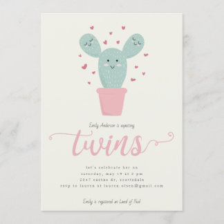 Twin Cacti | Einladung von Twins Baby Shower