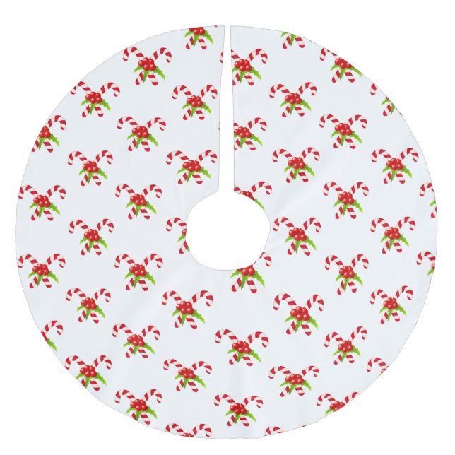 Twin Candy Canes Holiday Polyester Weihnachtsbaumdecke (Vorderseite)