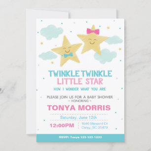 Twin Chalkboard Kleine Star Baby Dusche laden ein Einladung