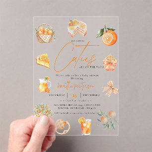 Twin Citrus orange Süsse Summer Baby Dusche Acryleinladungen