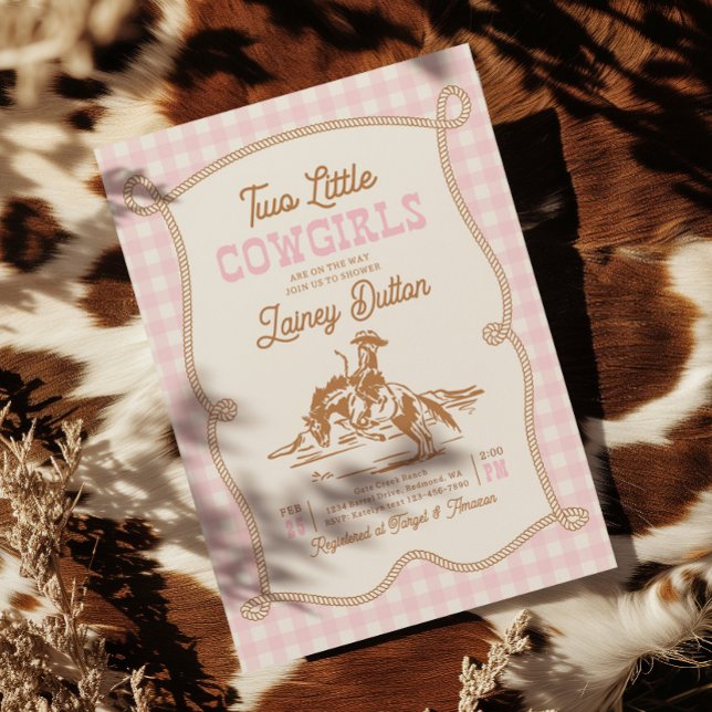Twin Cowgirl Baby Shower Invitation Einladung (Von Creator hochgeladen)