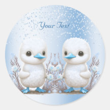 Twin Ducks Blue Floral Sticker