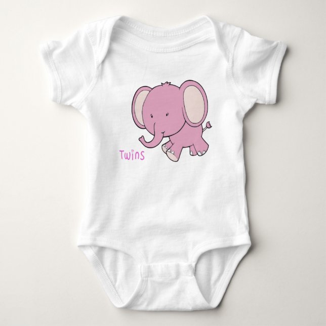 Twin Elephant Baby Strampler (Vorderseite)