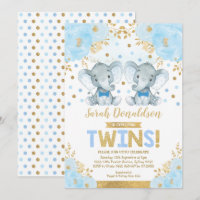 Twin Elephant Boys Little Gentlemen Baby Dusche