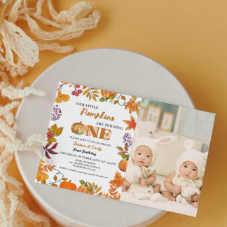 Twin Fall Pumpkin Girl Erster Geburtstag Einladung