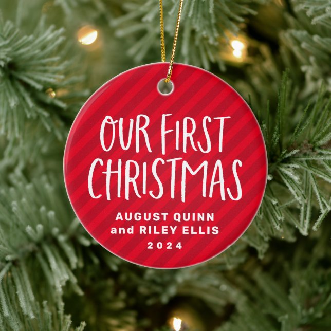 Twin First Christmas personalisiertes Baby Foto Keramik Ornament (Baum)