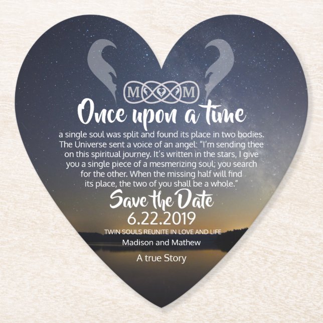 Twin Flame Save the Dates Papier Untersetzer (Vorderseite)