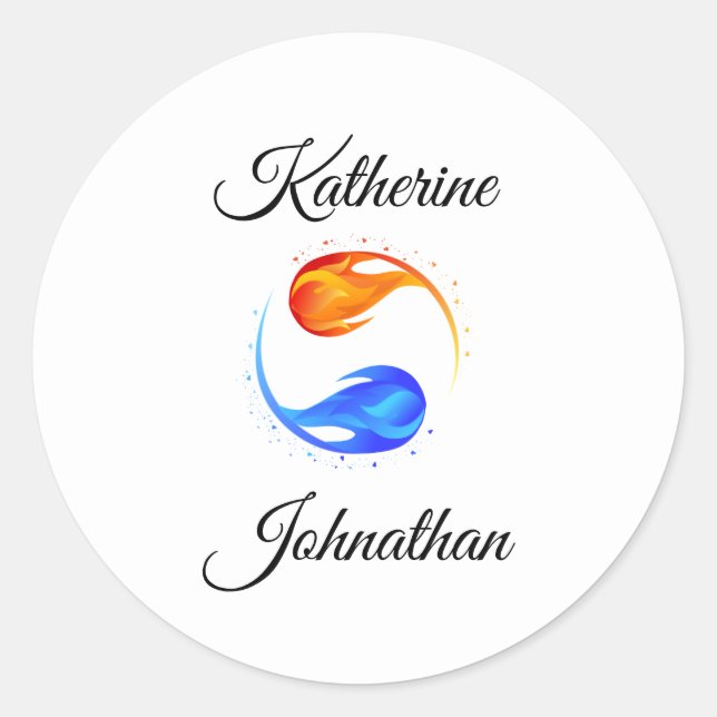 Twin Flame Wedding Theme-White- Runder Aufkleber (Vorderseite)