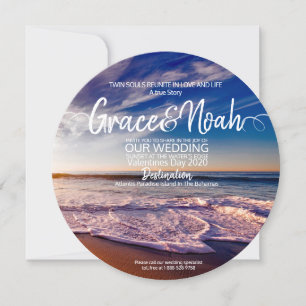 Twin Flame Zielort Strand Hochzeitseinladung Save The Date