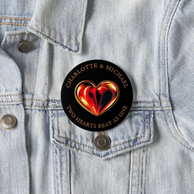 Twin Flames Two Hearts Beat As One Love Valentine Button (Beispiel)