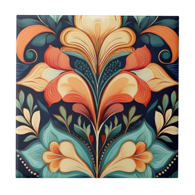 Twin Folk Trumpet-Blume Fliese (Vorderseite)