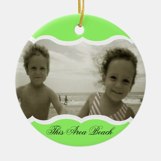 Twin Foto Bright Green Keramik Ornament (Vorne)