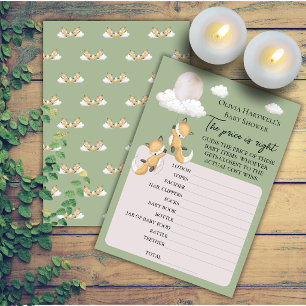 Twin Foxes „The Price Is Right“ Baby Shower Spiel~ Einladung