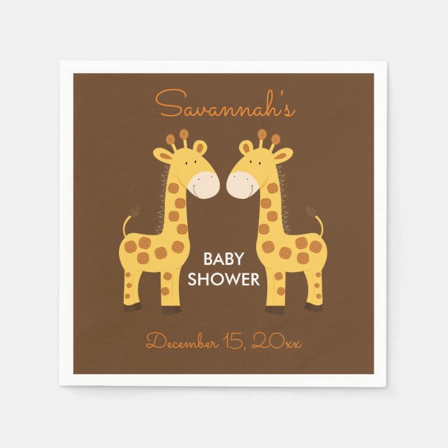 Twin Giraffes Baby Shower Napkin Serviette (Vorderseite)