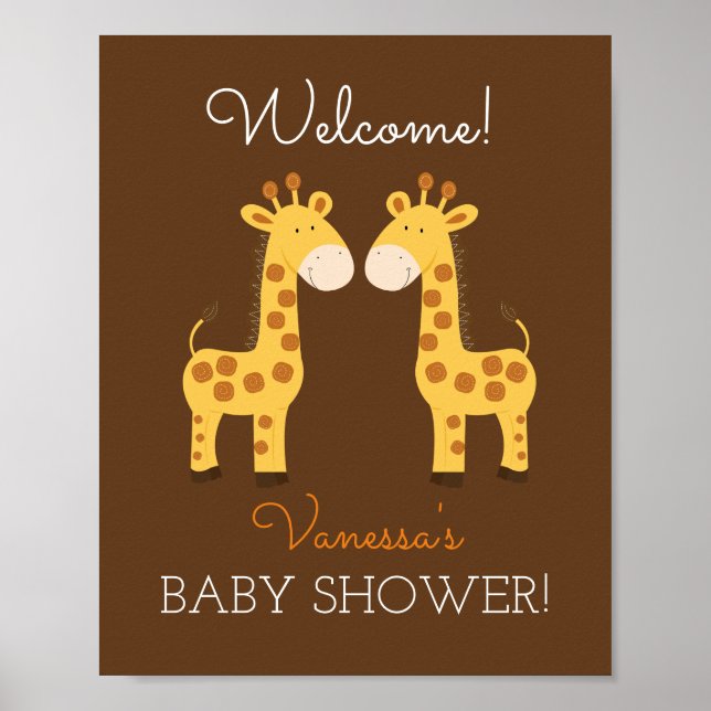 Twin Giraffes Twins Baby Duschunterschrift Poster (Vorne)