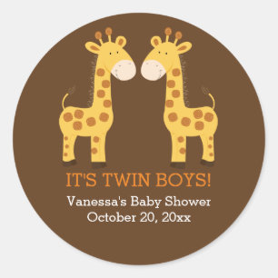 Twin Giraffes Twins Round Gevor Sticker