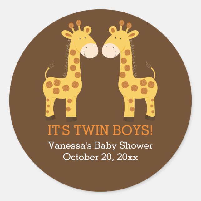 Twin Giraffes Twins Round Gevor Sticker (Vorderseite)
