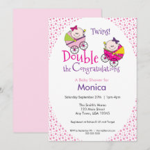 Twin Girl Baby Shower Einladung