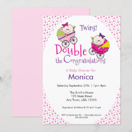 Twin Girl Baby Shower Einladung