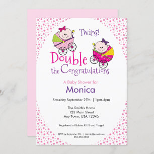 Twin Girl Baby Shower Einladung