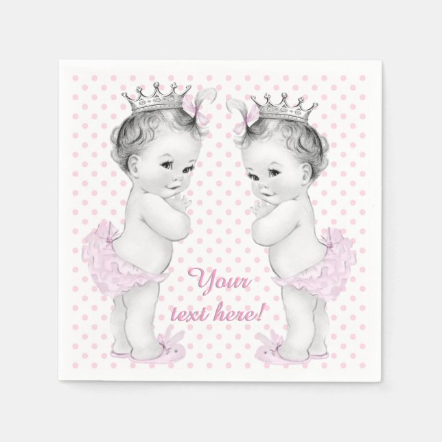 Twin Girl Baby Shower Serviette (Vorderseite)