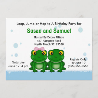 Twin Girl Boy (Frogs) Einladungen zur Geburtstagsp
