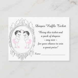 Twin Girl Diaper Raffles Tickets Begleitkarte