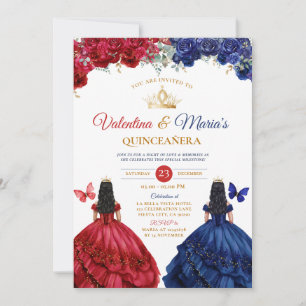 Twin Girl Dress Quinceañera 15 Anos Blume Gold Einladung