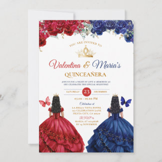 Twin Girl Dress Quinceañera 15 Anos Blume Gold Einladung