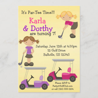 Twin Girl Golfer Golf Geburtstagsparty Einladung