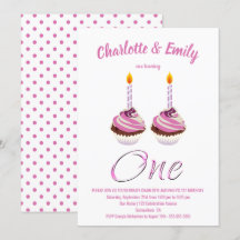 Twin Girls 1. Geburtstag Pink Cupcake Party